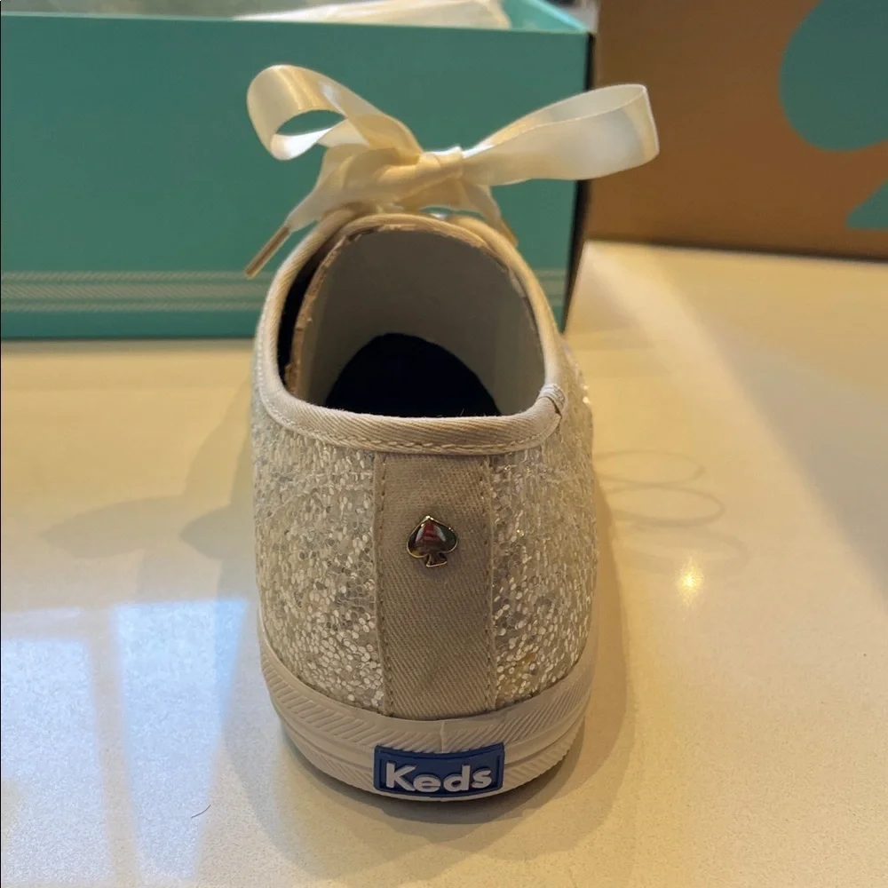 🆕 Keds & Kate Spade New York Champion Glitter Sneakers, Bridal, Cream, Size 10